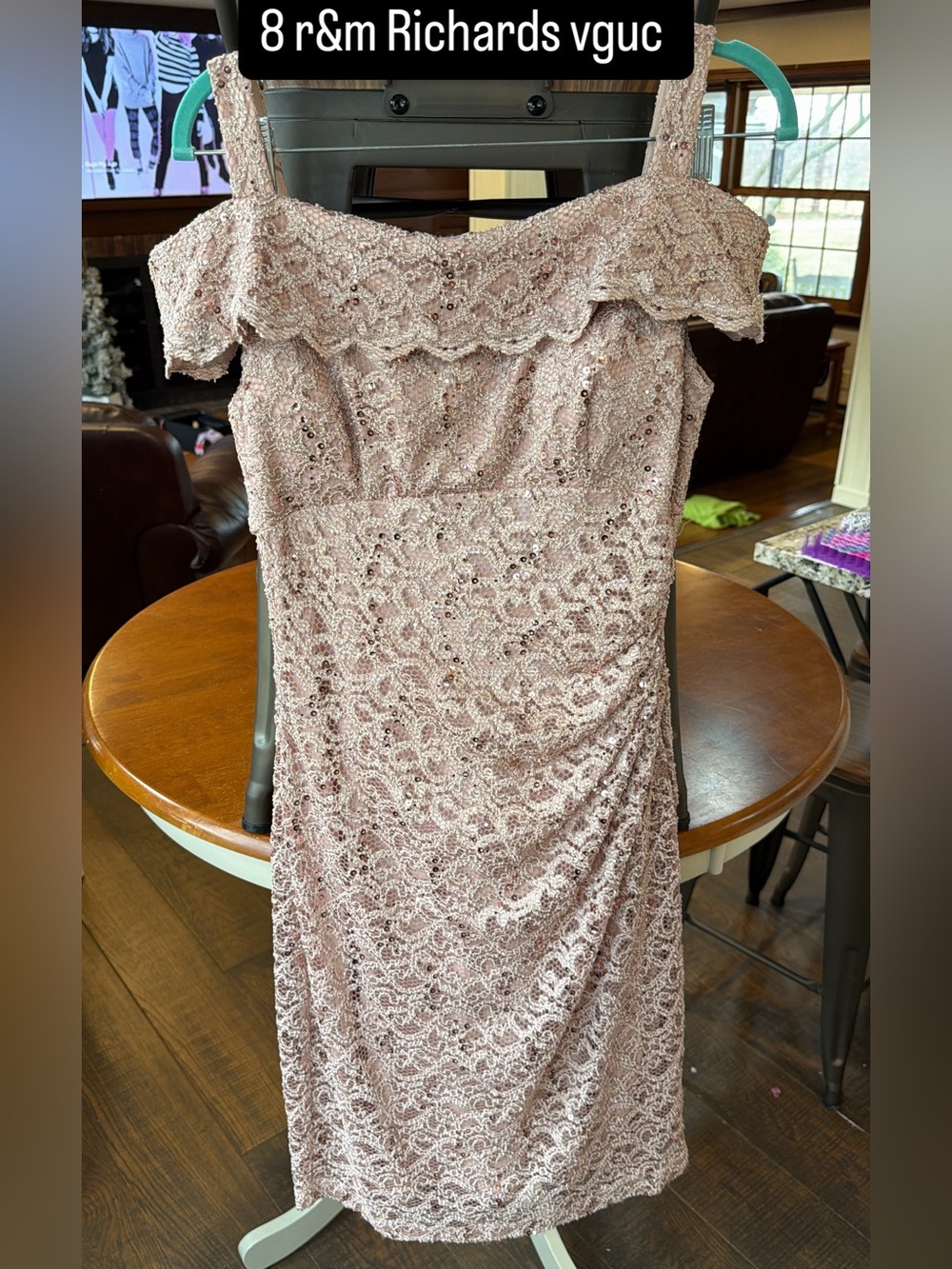 R&M Richards champagne formal dress